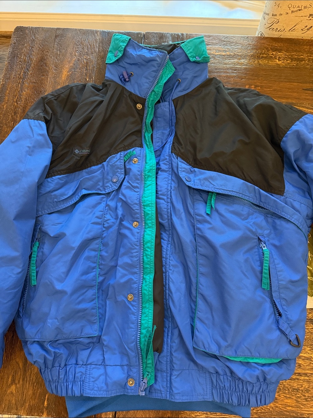 Columbia Blue and Black Men's Ski Jacket with zip out liner